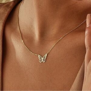 NEW 14K Gold Plated Gold Butterfly Necklace